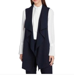 Talbots Navy Sleeveless Open Drape Vest